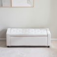 thumbnail image 3 of IVV 48-Inch Tufted Storage Bench in Beige Linen Blend Upholstery, Modern End-of-Bed Bench Ottoman with Safety Hinged Lid, Easy Assembly, 3 of 7
