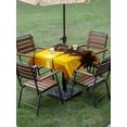 thumbnail image 4 of Outdoor Tablecloths with Umbrella Hole & Zipper, Coastal Coconut Tree 54x54 Inch Square Tablecloths, Ocean Beach Palm Sea Brown Waterproof Table Cloth, Patio/Pool/Picnic Table Covers, 4 of 8