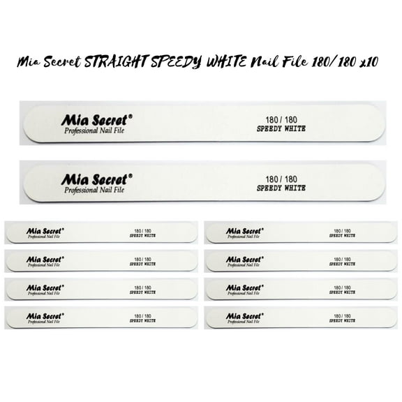 Mia Secret - NAIL FILE - SPEEDY WHITE STRAIGHT 180/180 (WF760 180-180) x 10