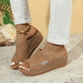 thumbnail image 2 of Women's Sandals Hiking Sandals Max Cushioning for Women Women's Dress Size 5 Old Womens Platform Espadrille Wedge Strap Studded Open Toe Ladies Fashion Solid Color Leather Toe Brown 6.5, 2 of 9