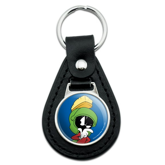 Black Leather  Looney Tunes Marvin The Martian Keychain
