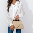 thumbnail image 3 of Bolsos cruzados para mujer, ligeros, con correa de cadena ajustable y acolchados, de diseñador, para el hombro, color albaricoque, 3 of 5