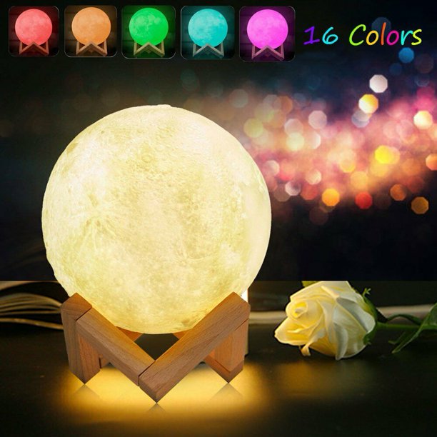 15CM 3D Print Moon Lamp RGB LED Magical Moon Night Light USB Charging