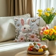 thumbnail image 6 of Aoznliie Easter Pillow Covers, Bunny Egg Print Faux Embroidery Decorative Pillow Case, Soft Flannel Square Throw Pillow Covers for Sofa Bed Couch, 18x18 Inches (Multicolor), 6 of 7