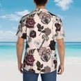 thumbnail image 6 of Xecao Retro Red Black Roses print Hawaiian shirt - a stylish short-sleeve button-down for men, perfect for casual beach and tropical outings., 6 of 9