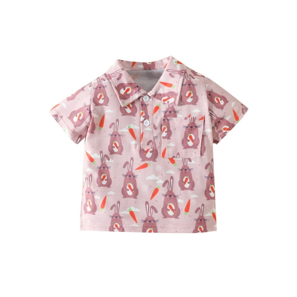 MAWCLOS Boys Shirts Lapel Neck Summer Top Short Sleeve T Shirt