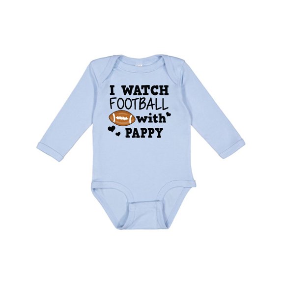 Inktastic I Watch Football with My Pappy Boys Long Sleeve Baby Bodysuit