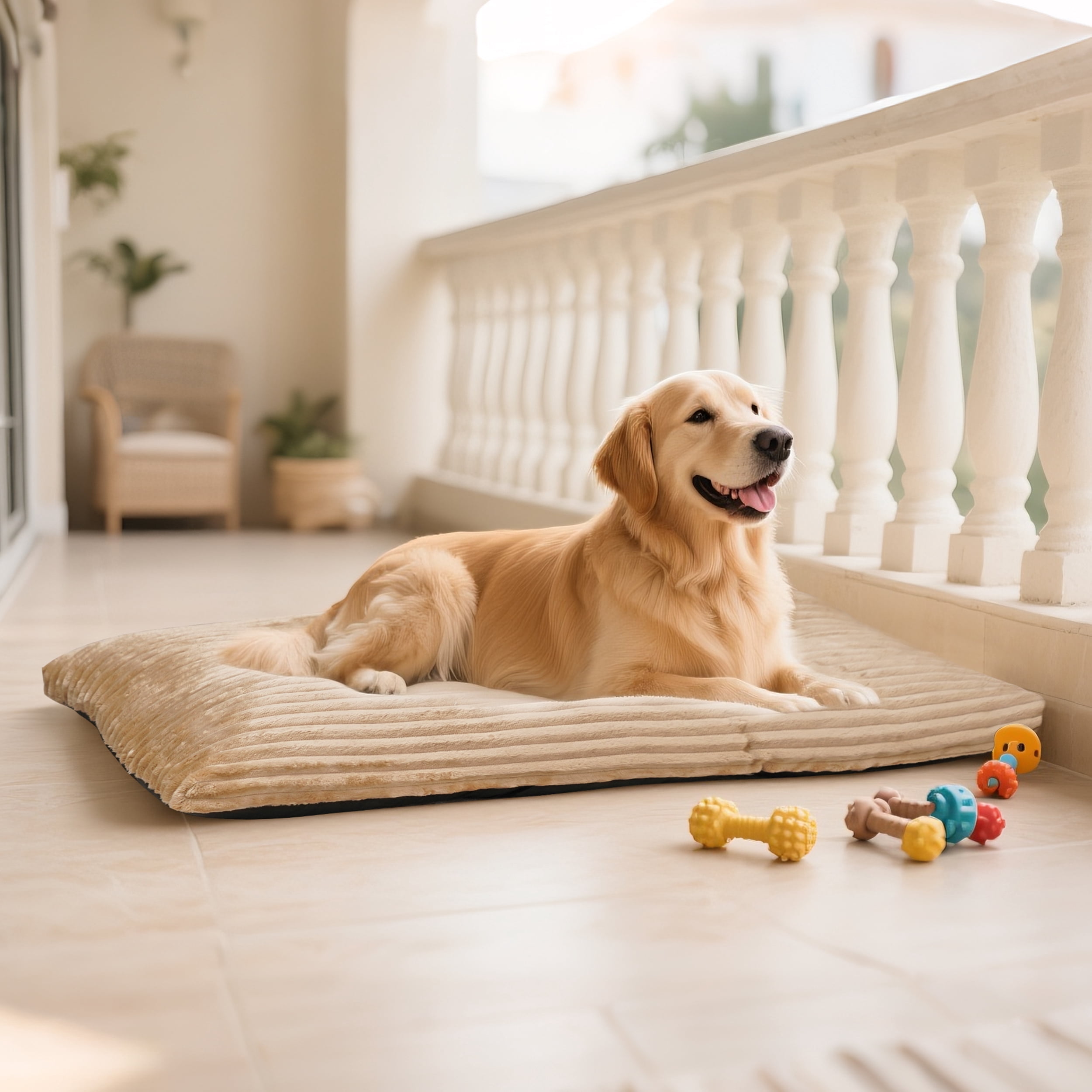 Washable Dog Bed Deluxe Plush Dog Crate Beds Comfy Kennel Pad Anti-Slip Pet Sleeping Mat for Large, Jumbo, Medium, Small Dogs Breeds, 30"x20", Brown