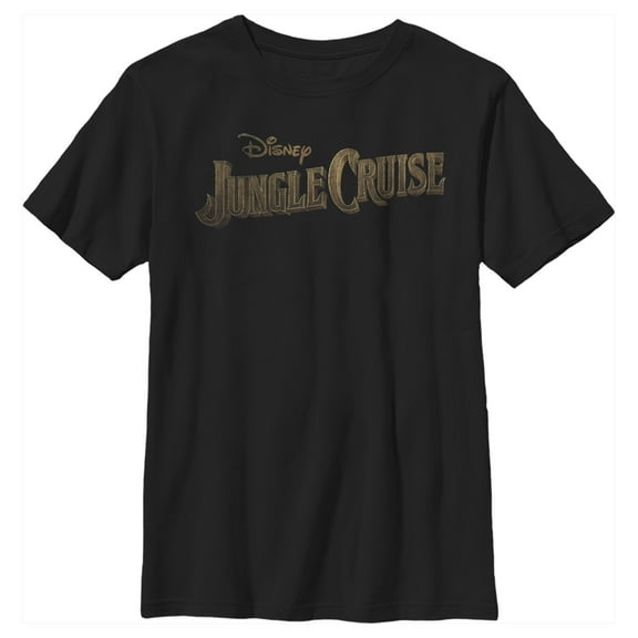 Boy's Jungle Cruise Distressed Logo Graphic Tee Black Medium
