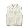 thumbnail image 4 of IYTR Mens Denim Vest Button-up Lapel Coat Solid Color Sleeveless Jacket Fashion Punk Jacket with Pocket White XXXL, 4 of 4