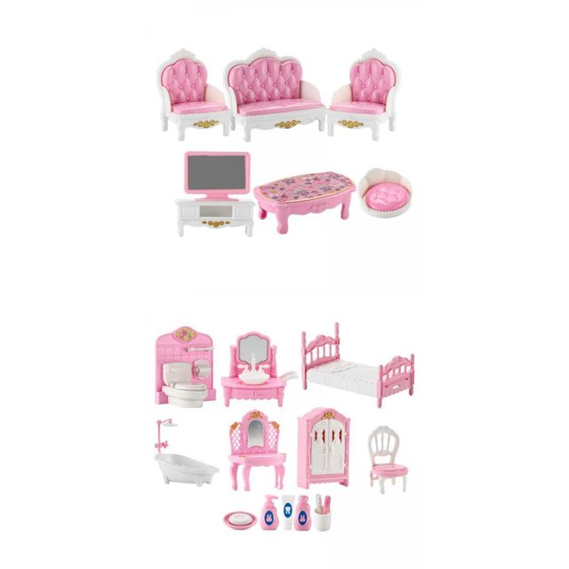 Juego De Muebles De En Miniatura Regalos Simulación Para Fiestas Niñas Baño Dormitorio+Juego De Muebles De En Miniatura, Simulación De Regalos Para CUTICAT none