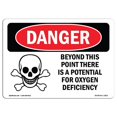 thumbnail image 1 of SignMission OS-DS-A-1218-L-1813 12 x 18 in. OSHA Danger Sign - Oxygen Deficiency Beyond This Point, 1 of 1