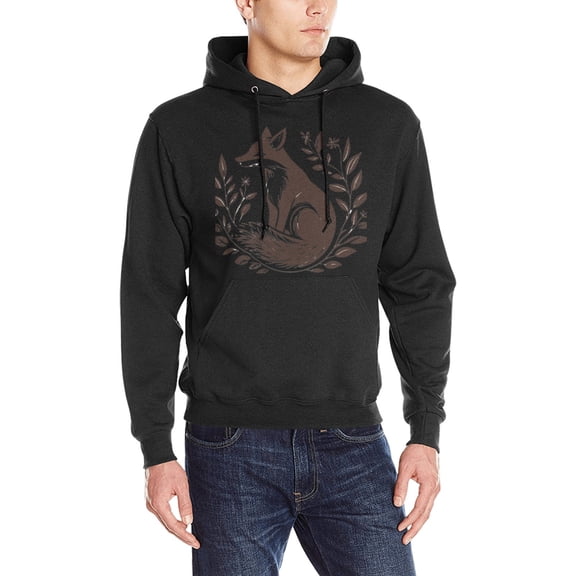 Hanmun Animal Men Sweatshirt Hooded Heavy Blend Cotton Casual Drawstring Pocket Size S-2XL（Black)