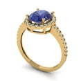 thumbnail image 2 of 2.27 ct Oval Cut Simulated Tanzanite Solitaire with Simulated Diamond Accents 18K Yellow Gold Womens Engagement Ring, 2 of 5