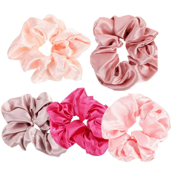 WRITWAA 5-Pack Large Satin Silk Scrunchies Smooth Elastic Hair Ties Ponytail Holders for Women and Girls