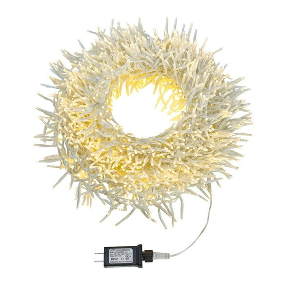 Kurt Adler 2000-Count Warm White LED Cluster Christmas Garland with Lights, 46 ft White Wire
