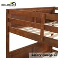 thumbnail image 4 of BELLEMAVE Full Over Full Bunk Bed, Wood Bunk Bed Frame with Twin Trundle, Fence Shaped Guardrails, Ladder, Headboard, Convertible into 2 Bed, Full Bunk Bed for Adult, Teens, Kids(Walnut), 4 of 13