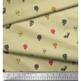 thumbnail image 2 of Soimoi Beige Modal Satin Fabric Skull & Cat Tribal Print Fabric by the Yard 42 Inch Wide, 2 of 3