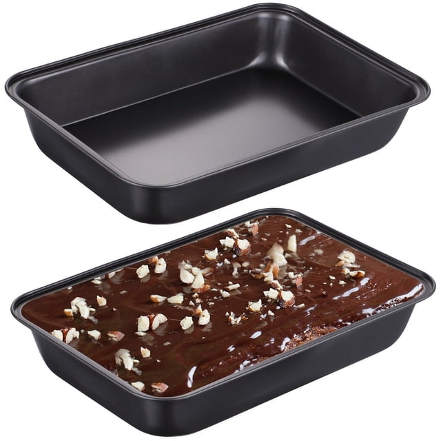 moldes rectangulares para pasteles, moldes para hornear antiadherentes de 12,6 × 8,7 pulgadas para horno tostador, moldes para lasaña de acero al carbono, bandejas para hornear brownie profundas, pequ