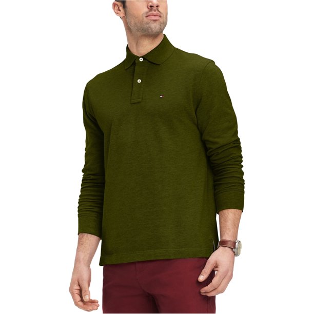 Polo de Rugby Tommy Hilfiger para hombre Manga larga color verde mediano
