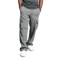 thumbnail image 6 of Cargo Sweatpants for Men Heavyweight Fleece Open Bottom Straight Leg Sweatpant Pockets Plus Size Big and Tall Joggers Light Gray L, 6 of 9