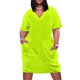 thumbnail image 2 of Vestido largo holgado con bolsillo para mujer ropa de color neón verde lima brillante, 2 of 7