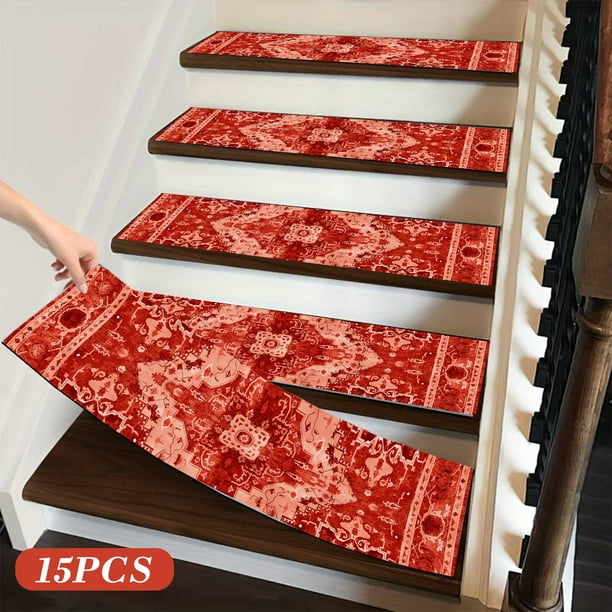 Alfombras de baño, alfombras para sala de estar, alfombra de área, tapete de baño, 15 piezas, alfombra antideslizante de gran tamaño para escalones de escalera, alfombra antideslizante, alfombra de in