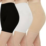 INNERSY Slip Shorts for Women High Waisted Under Dresses Summer Shorts 3 Pack (XL, Black/Nude/White)