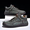 thumbnail image 6 of PLERISE Men's Mid-Top Casual Handmade Leather Shoes, Vintage Stitched Barefoot Design, Comfortable Spring and Autumn Footwear for Walking, Travel, and Everyday Wear, 6 of 9