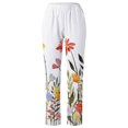 thumbnail image 4 of Women Cotton Linen Harem Pants with Pockets Boho Comfy High Waist Floral Print Loose Capri Pants Palazzo Trouser, 4 of 5