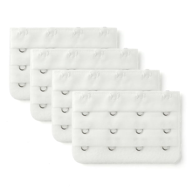 EXTENSORES DE SOSTÉN INSPIRE CHIC para Mujeres de 3 Filas y 4 Ganchos, Extensión de Correas, Blanco, 3 Filas, 4 Ganchos, 4 Piezas