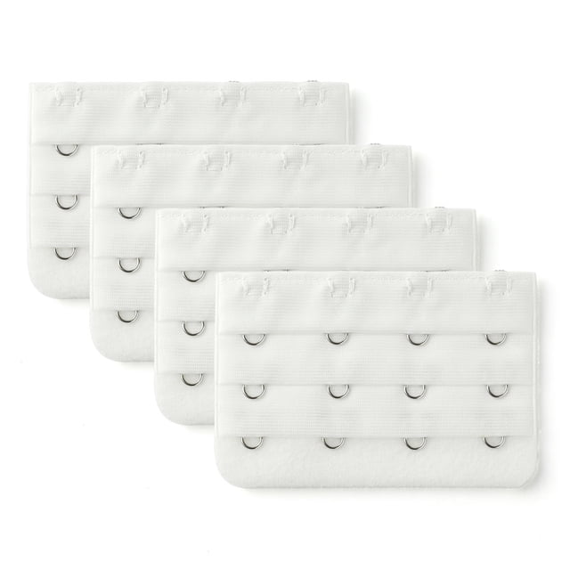 INSPIRE CHIC Rallonges de Soutien-Gorge pour Femmes 3 Rangées 4 Crochets Bretelles Rallonge Blanc 3 Rangées 4 Crochets 4 Pcs
