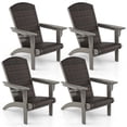 thumbnail image 1 of Gymax Set of 4 Adirondack Chair w/ Rattan Padded Seat & Back Wide Hidden Cupholder Patio Gray, 1 of 6