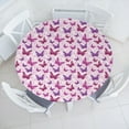 thumbnail image 3 of Ambesonne Hippie Fitted Round Tablecloth, Butterflies Colors, 36"- 40" Diameter, Pink Purple, 3 of 5
