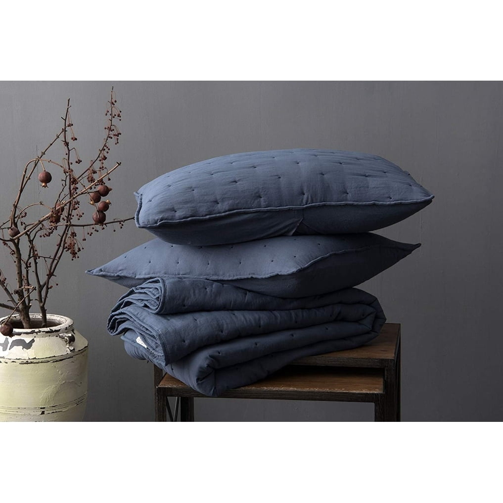 Kasentex  3-Piece Quilt Set Ultra Soft Microfiber Stone-Washed Lightweight All Season Grey Queen