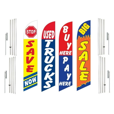 4 Swooper Flags With 4 Pole Kits Save Now Used Trucks Buy Pay Here Big Sale
