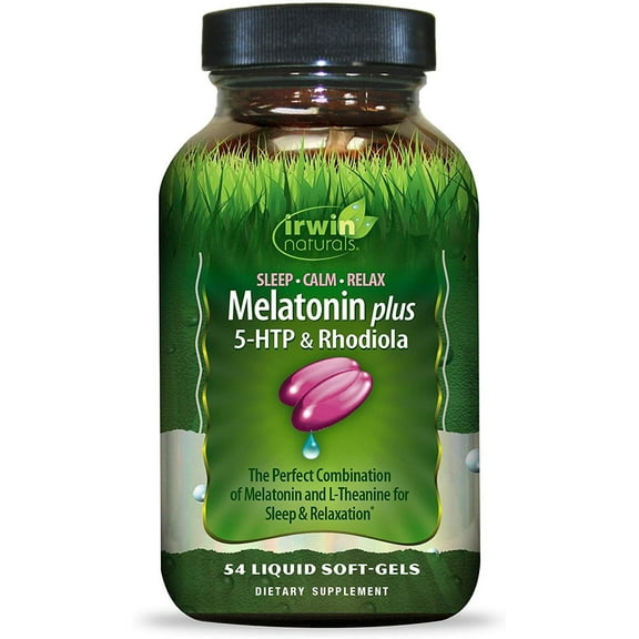 Irwin Naturals Melatonin Plus 5-HTP & Rhodiola - 54 Liquid Soft-Gels - with L-Theanine, Lemon Balm & Ashwagandha