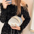 thumbnail image 5 of Jiibva Women's Reflective Oval Clutch with Shoulder Chain - Small Metal Crossbody Bag for Party, Wedding, Cocktail, Prom, 5 of 7