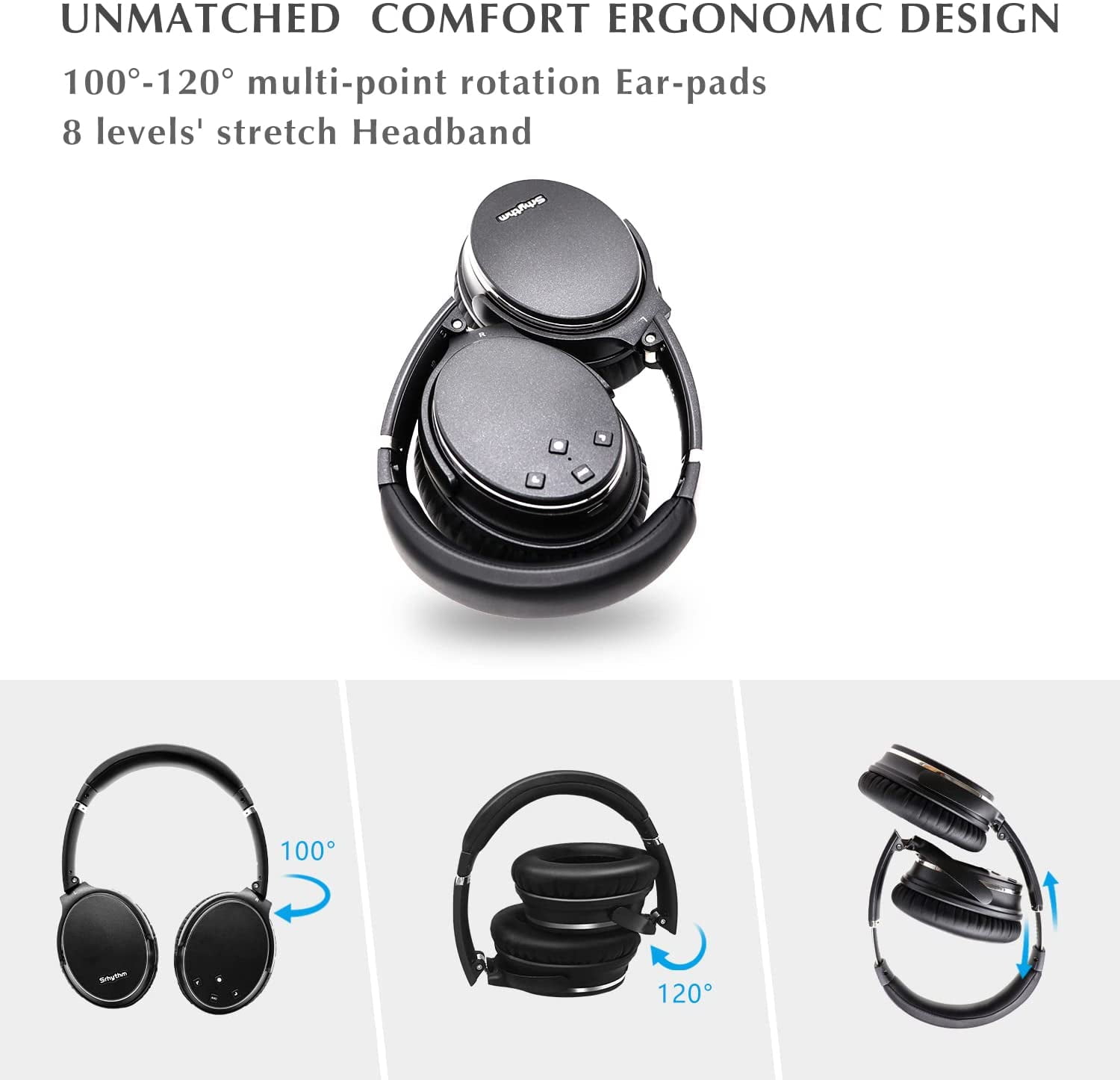 Srhythm NC35 Wireless Bluetooth 5.0 Headphones Noise Cancelling Fast Charge Lightweight with Microphones Walmart