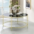 thumbnail image 4 of Furniture of America Rockbel Contemporary Glass Top Round Coffee Table in Brass, 4 of 5