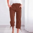 thumbnail image 2 of VEKDONE Pantalons Capri en Coton et Lin pour Femmes Orange L, 2 of 6