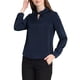 thumbnail image 5 of INSPIRAR CHIC Blusa de Satén para Mujeres de Manga Larga Elegante con Cuello en V para Trabajo Oficina M Azul Marino, 5 of 6