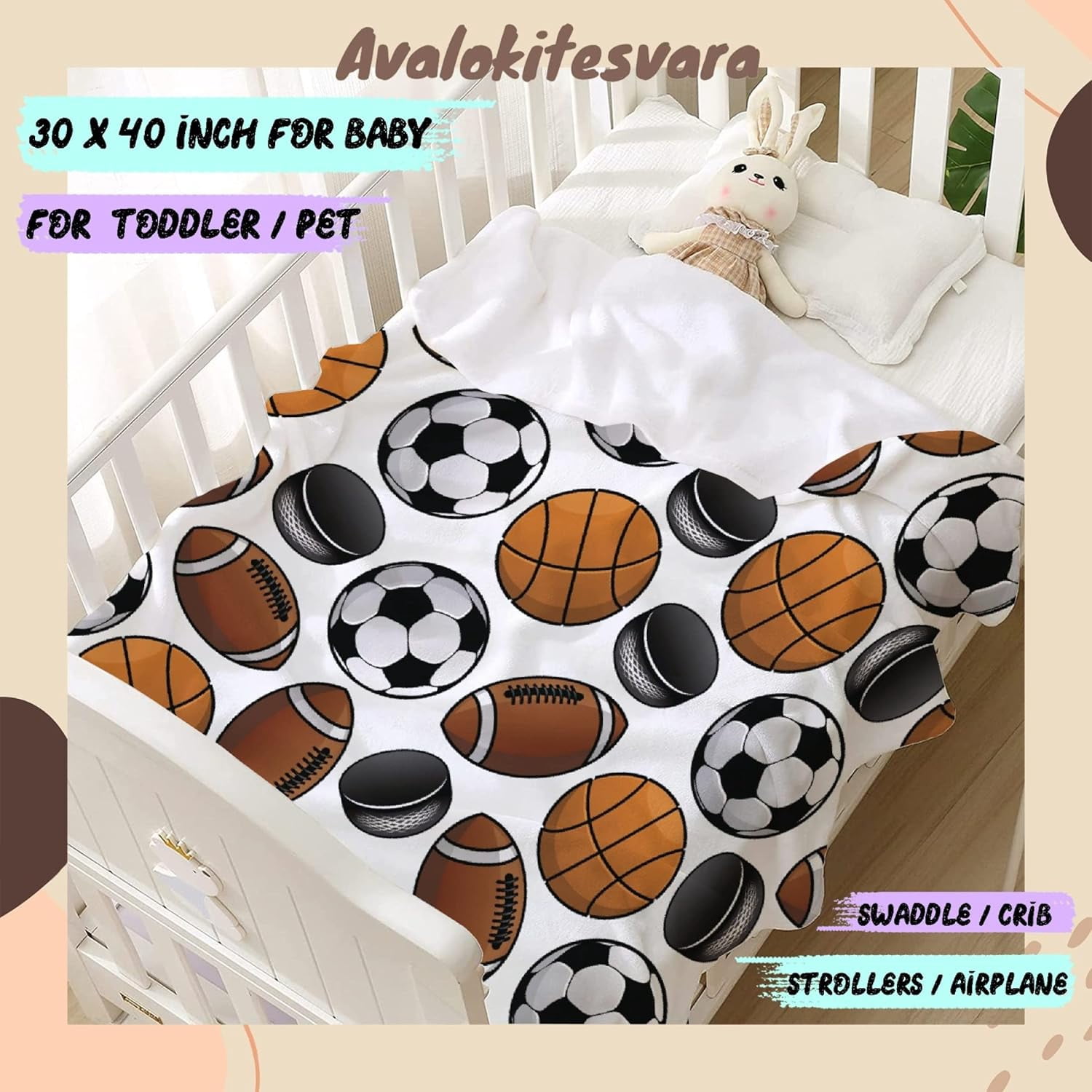 Basketball Soccer Print Blanket Gifts Plush Fuzzy Cozy Soft Lightweight Blankets for Couch Air-Conditioning Quilts Decor Blanket for Chirstmas Birthday 50"x40" for Kids