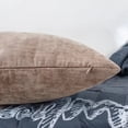thumbnail image 4 of HWY 50 Taupe Decorative Throw Pillow Covers set 18x18 inch, for Couch Sofa Living Room Bed Bedroom, Soft Comfy Chenille, Solid Square Cushion Cover Cases, Pack of 2, 4 of 6
