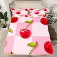 thumbnail image 2 of Castle Fairy Kawaii Cherry 4-Piece Full Size Sheets,Geometric Plaid Bed Sheets,Fresh Fruit Lightweight Sheet Sets,Breathable Kawaii Home Decor, 2 of 7