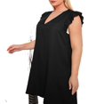 thumbnail image 4 of Casual V neck Tunic Sleeveless Black Plus Size Dresses (Women's), 4 of 4