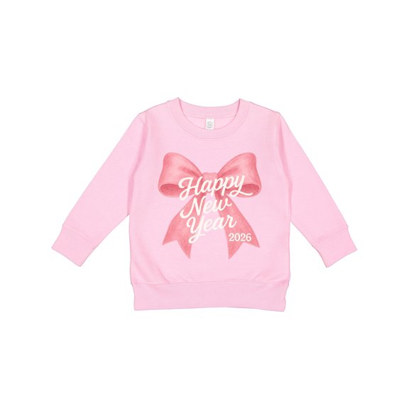 Inktastic Happy New Year 2026 Pink Bow Toddler Sweatshirt