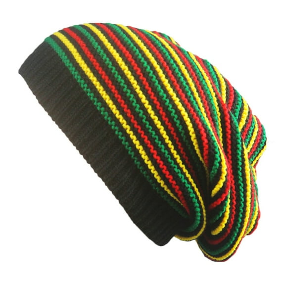 ROCKROK Winter Beanie Hat for Men Women Warm Cozy Knit Jamaica Stripes Baggy Cap