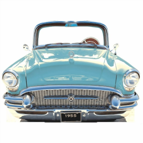 Classic 1950s Spring Blue Car Coupe Stand in Cardboard Cutout Standee Standup