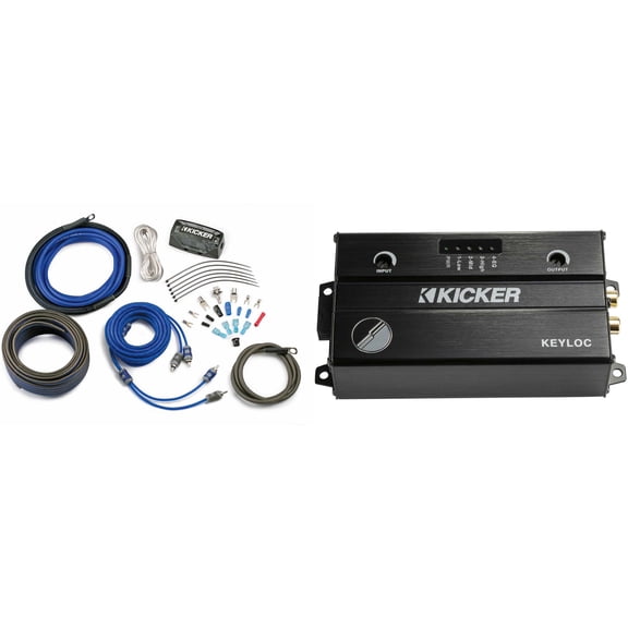 Kicker 47KEYLOC Key Series Smart Powered Line-Out Converter & 46CK4 4 AWG 2-Channel Amp Kit